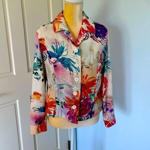 Stunning Floral Linen Summer Jacket  14 Petite